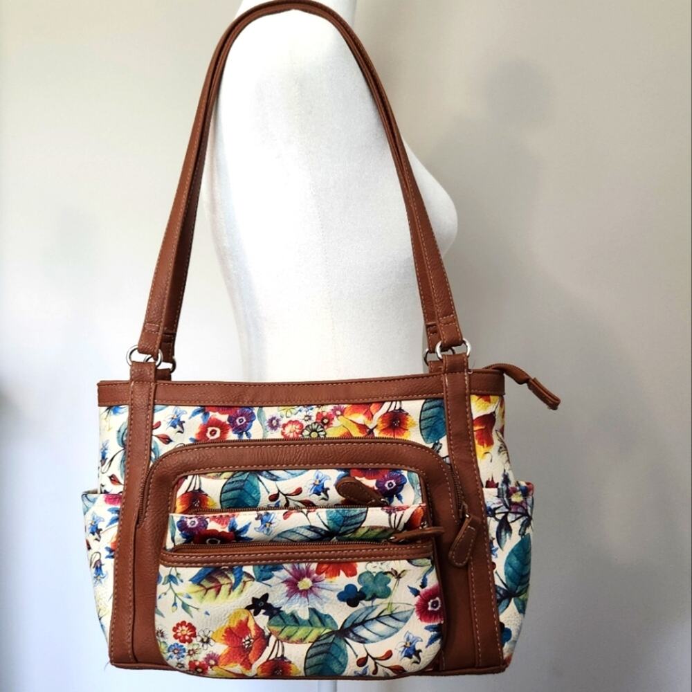 Floral shoulder purse organizer multi pockets travel bag